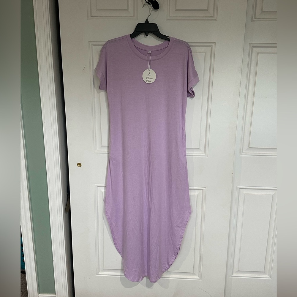 Lavender Casual T-Shirt Dress